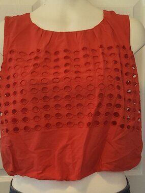 Jennifer & Grace Eyelet Crop Top Size S Coral Tank NWT